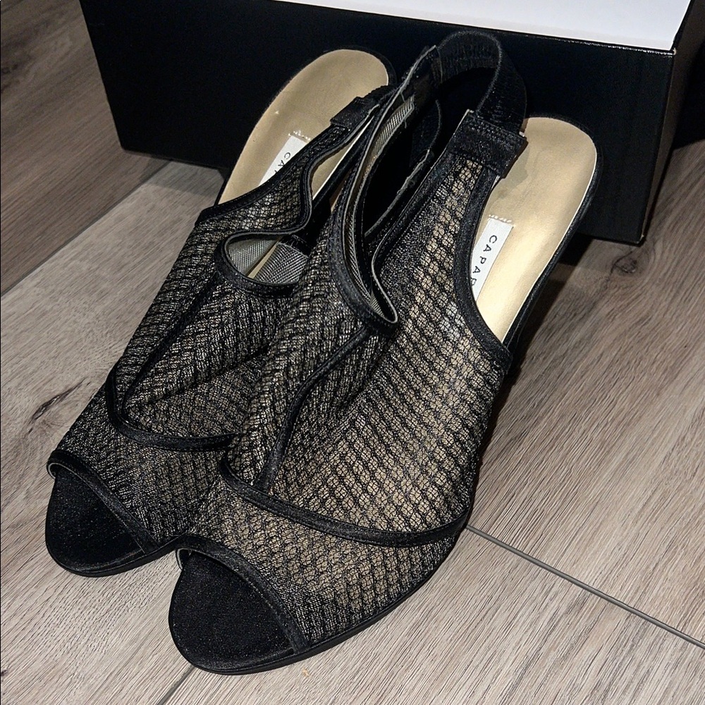 Caparros Black Mesh Heels